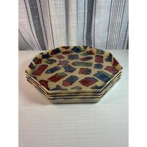 Set of 4 Vintage Molded Fiberglass Serving Trays – 8.5" Octagonal